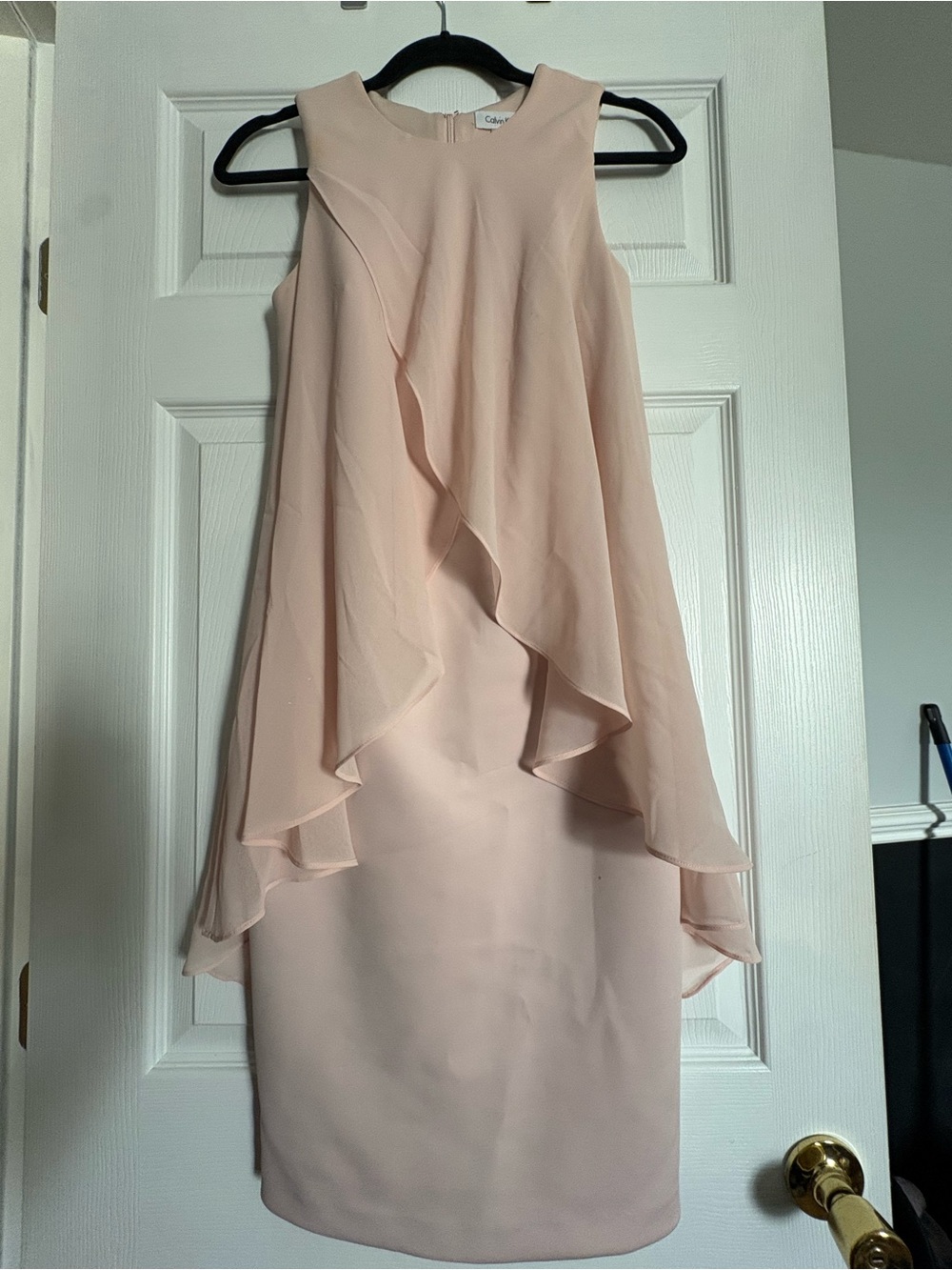 Calvin Klein Blush Pink Ruffle-Front Sheath Dress